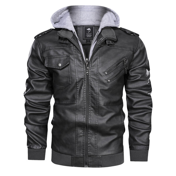 Chaqueta de Cuero PU para Hombre con Capucha Removible - Image 17
