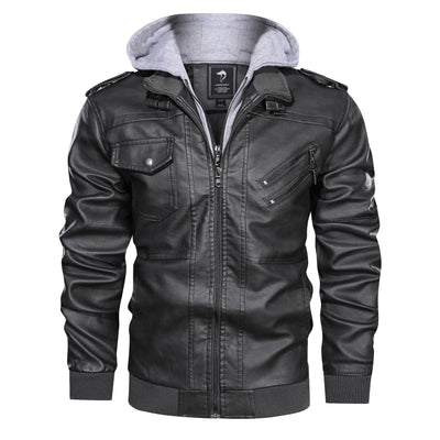 Chaqueta de Cuero PU para Hombre con Capucha Removible - Image 3