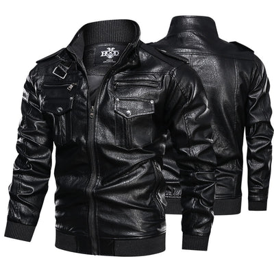 Chaqueta de Cuero para Hombre Estilo Retro Vintage - Diseño Deportivo Lavado - Image 13
