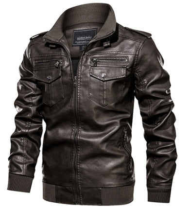 Chaqueta de Cuero para Hombre Estilo Retro Vintage - Diseño Deportivo Lavado - Image 4