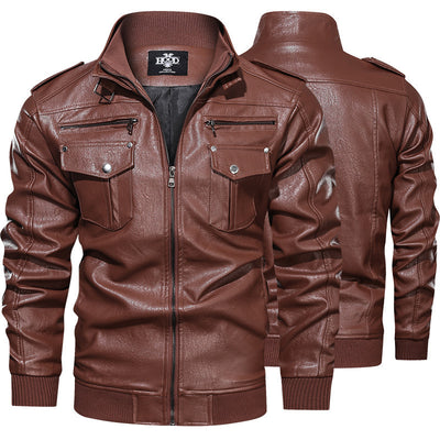 Chaqueta de Cuero para Hombre Estilo Retro Vintage - Diseño Deportivo Lavado - Image 6