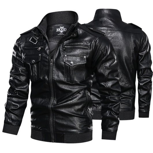 Chaqueta de Cuero para Hombre Estilo Retro Vintage - Diseño Deportivo Lavado - Image 5
