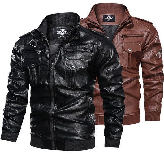 Chaqueta de Cuero para Hombre Estilo Retro Vintage - Diseño Deportivo Lavado - Image 8