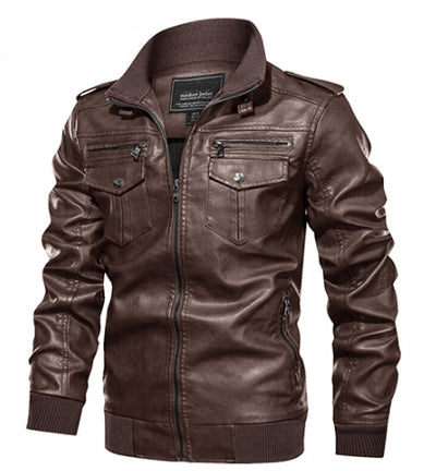 Chaqueta de Cuero para Hombre Estilo Retro Vintage - Diseño Deportivo Lavado - Image 3