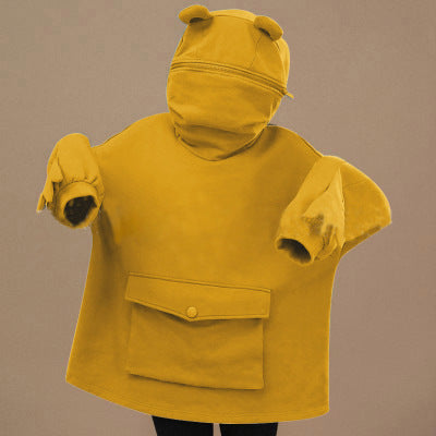Sudadera Polar Mujer Diseño Midi con Capucha Rana - Abrigo Cómodo y Adorable