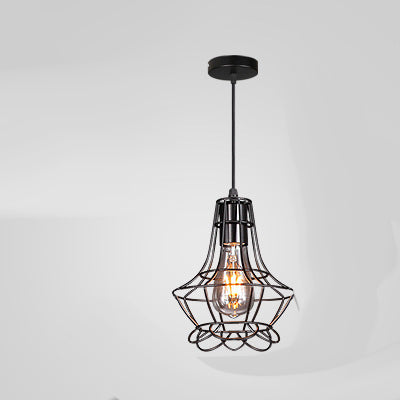 Lámpara Colgante Industrial Vintage - Jaula de Hierro Forjado - Image 3
