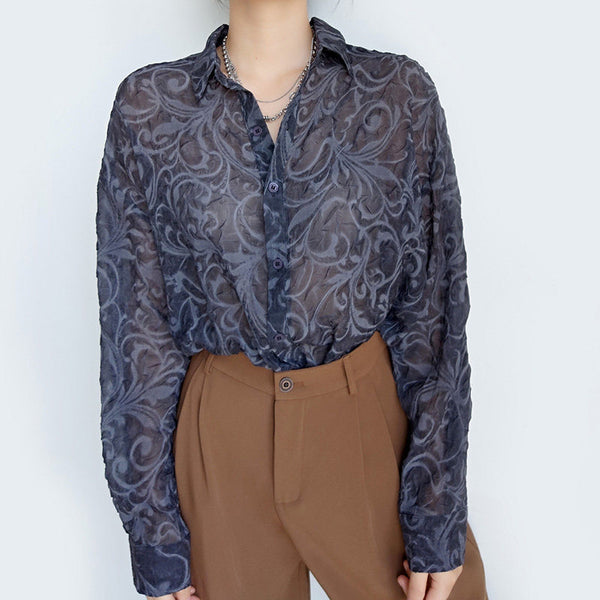 Blusa Jacquard de Chifón Elegante