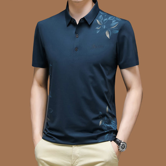 Camiseta de Algodón Mercerizado Premium - Manga Corta Suelta Hombre Verano
