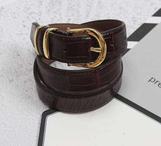Cinturón de Cuero Vintage Dorado con Hebilla Cocodrilo - Estilo Europeo Premium - Image 7