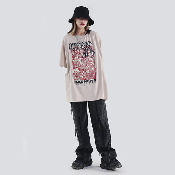 Camiseta Hombre Rock Queen Vintage Lavado Artesanal Oversize