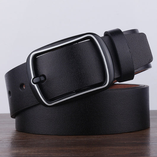 Cinturón Retro Negro Versátil para Hombre