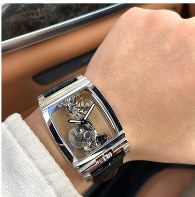 Reloj Mecánico para Hombre con Esfera Transparente y Resistencia al Agua