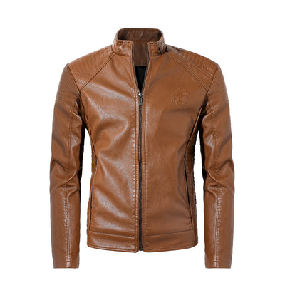 Chaqueta de Cuero Premium con Cuello Alto - Estilo Casual Elegante - Image 3