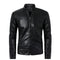 Chaqueta de Cuero Premium con Cuello Alto - Estilo Casual Elegante