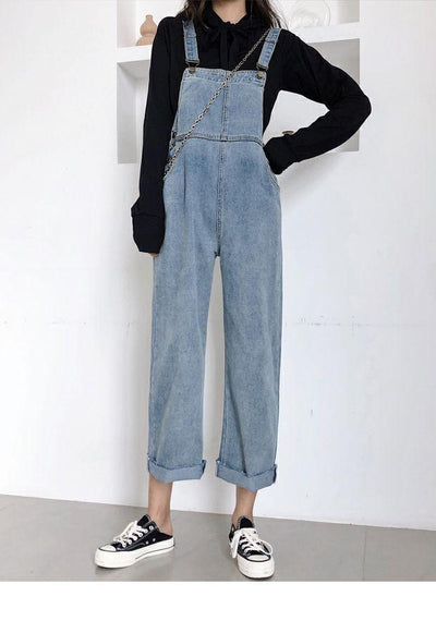 Pantalones Jeans de Tiro Alto con Tirantes para Mujer - Corte Recto Otoño - Image 10