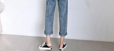 Pantalones Jeans de Tiro Alto con Tirantes para Mujer - Corte Recto Otoño - Image 6