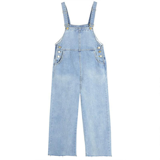 Pantalones Jeans de Tiro Alto con Tirantes para Mujer - Corte Recto Otoño