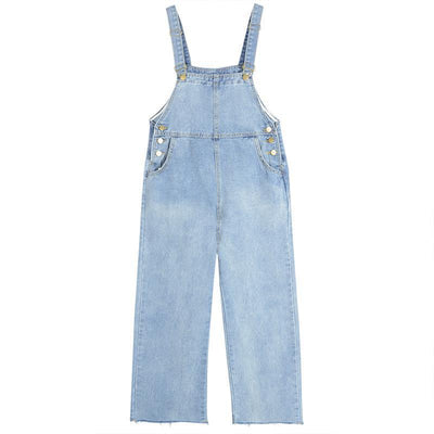 Pantalones Jeans de Tiro Alto con Tirantes para Mujer - Corte Recto Otoño