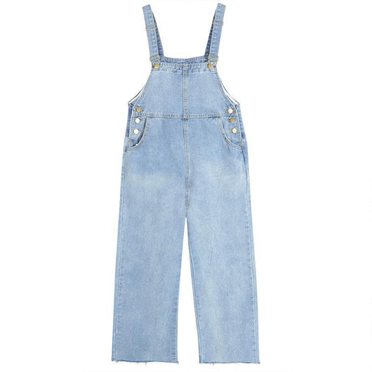 Pantalones Jeans de Tiro Alto con Tirantes para Mujer - Corte Recto Otoño