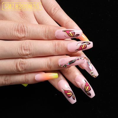 Uñas Postizas Degradado Amarillo Forma Ballet - Set Completo - Image 10