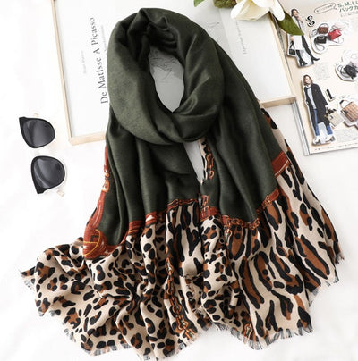Bufanda de Algodón Estampado Leopardo para Hombre y Mujer - Image 4