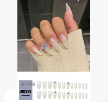 Uñas Postizas Mariposa Gris-Negro Transparentes Removibles y Reutilizables - Image 8