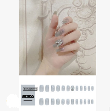 Uñas Postizas Mariposa Gris-Negro Transparentes Removibles y Reutilizables - Image 7