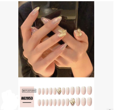 Uñas Postizas Mariposa Gris-Negro Transparentes Removibles y Reutilizables - Image 2