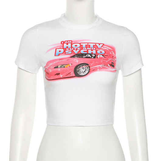 Crop Top Ajustado Tendencia Ombligo Cuello Redondo Manga Corta Streetwear - Image 7