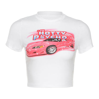 Crop Top Ajustado Tendencia Ombligo Cuello Redondo Manga Corta Streetwear - Image 5