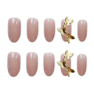 Lámina de Uñas Postizas con Efecto Mariposa y Polvo Dorado - Image 7