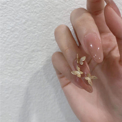 Lámina de Uñas Postizas con Efecto Mariposa y Polvo Dorado - Image 4
