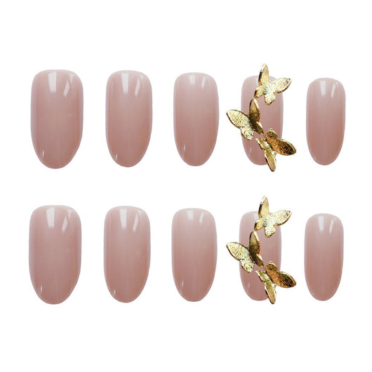 Lámina de Uñas Postizas con Efecto Mariposa y Polvo Dorado - Image 3