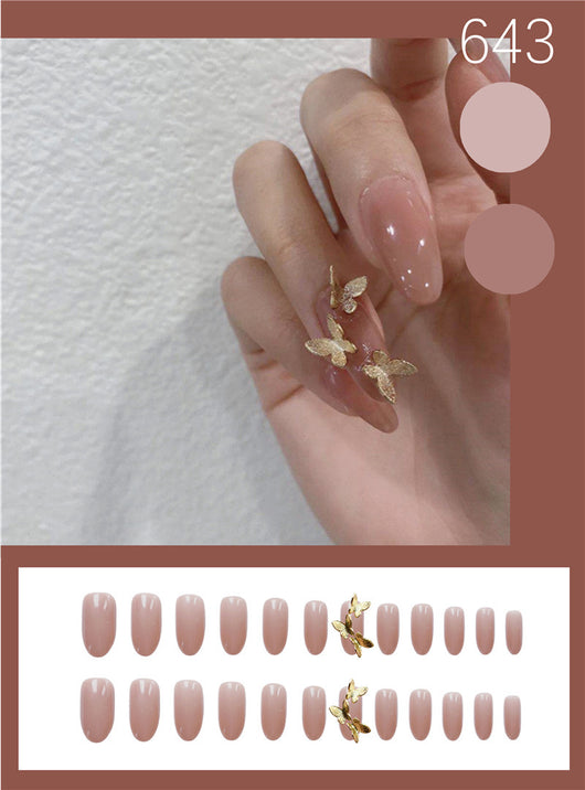 Lámina de Uñas Postizas con Efecto Mariposa y Polvo Dorado - Image 5