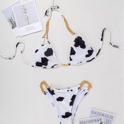 Bikini Backless Estampado Vaca - Traje de Baño Sexy Divisible - Image 16