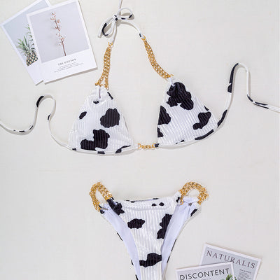 Bikini Backless Estampado Vaca - Traje de Baño Sexy Divisible - Image 6