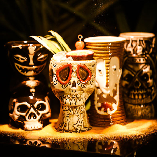 Taza Calavera Pirata Cerámica Estilo Tiki Hawaii para Cócteles