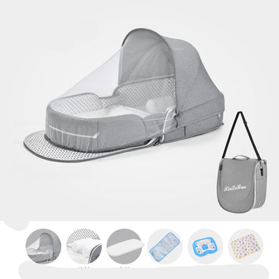 Cuna Portátil Multifuncional con Protección Solar y Red Antimosquitos para Bebés - Image 23