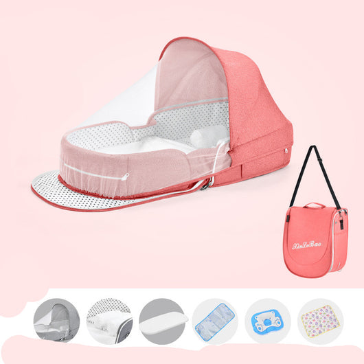 Cuna Portátil Multifuncional con Protección Solar y Red Antimosquitos para Bebés - Image 25