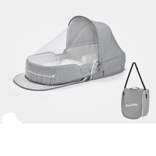 Cuna Portátil Multifuncional con Protección Solar y Red Antimosquitos para Bebés
