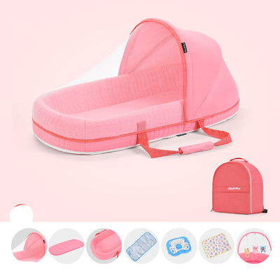 Cuna Portátil Multifuncional con Protección Solar y Red Antimosquitos para Bebés - Image 6