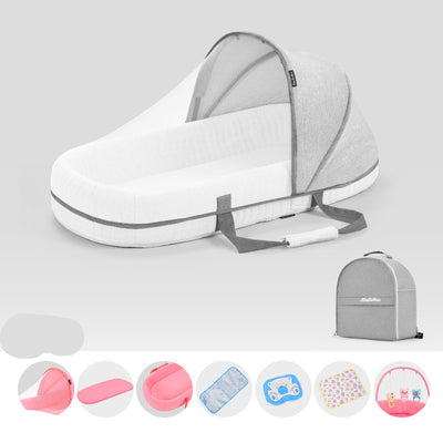 Cuna Portátil Multifuncional con Protección Solar y Red Antimosquitos para Bebés - Image 9