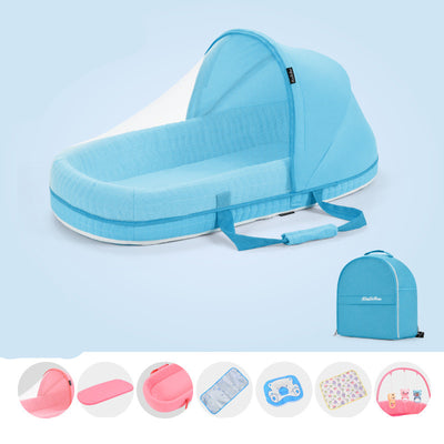 Cuna Portátil Multifuncional con Protección Solar y Red Antimosquitos para Bebés - Image 11