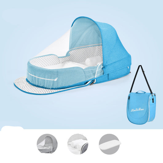 Cuna Portátil Multifuncional con Protección Solar y Red Antimosquitos para Bebés - Image 12