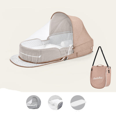 Cuna Portátil Multifuncional con Protección Solar y Red Antimosquitos para Bebés - Image 10