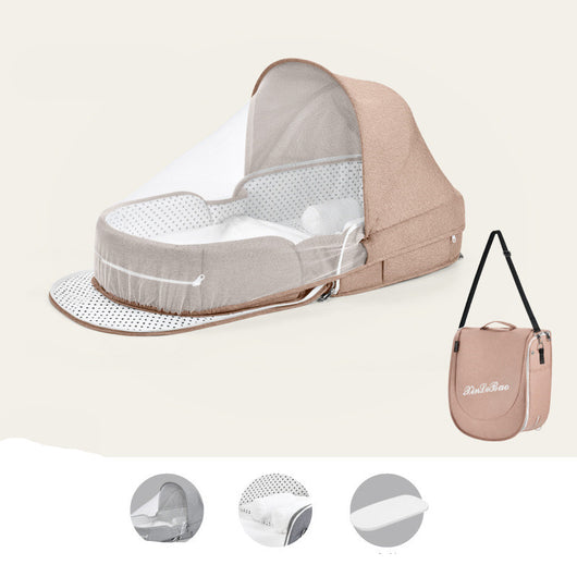 Cuna Portátil Multifuncional con Protección Solar y Red Antimosquitos para Bebés - Image 10