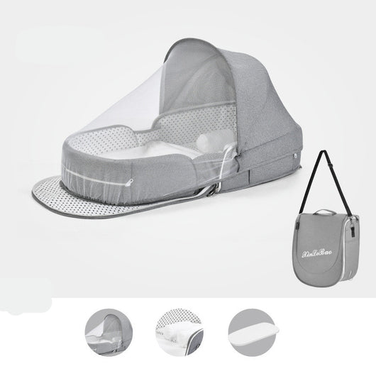 Cuna Portátil Multifuncional con Protección Solar y Red Antimosquitos para Bebés - Image 3