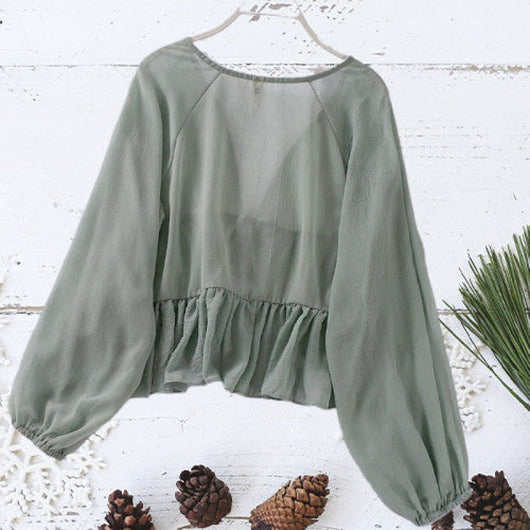 Cardigan de Encaje con Volantes y Protección Solar - Manga Larga - Image 10