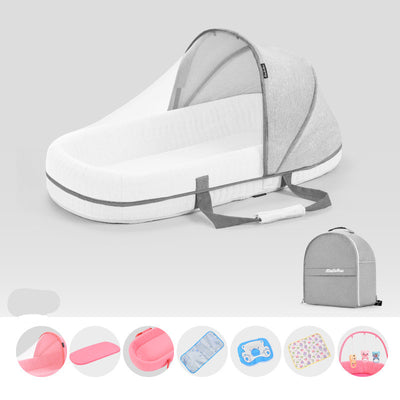 Cuna Portátil Multifuncional con Protección Solar y Red Antimosquitos para Bebés - Image 18