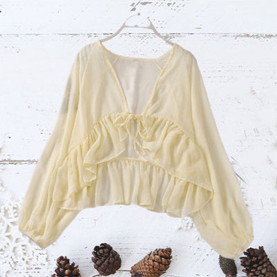 Cardigan de Encaje con Volantes y Protección Solar - Manga Larga - Image 2